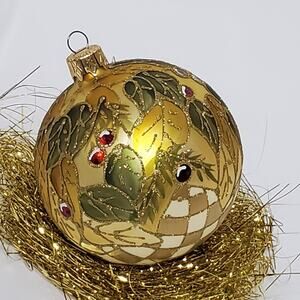 Alan B Silerstone The Incredible holiday collection Glass glitter flora ornament